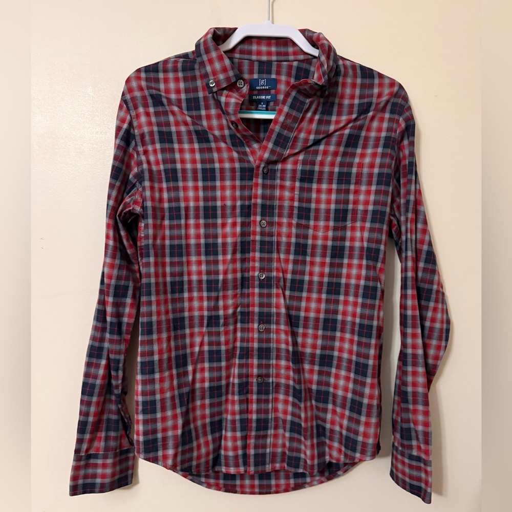 George Men's Long Sleeve Poplin Button-Up Shirt